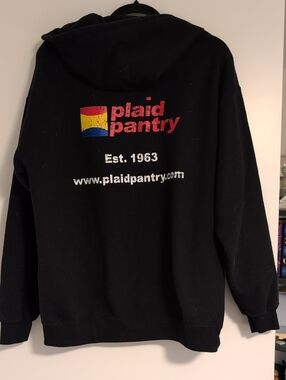Sz. Large Black Gildan Zip Hoodie 'plaid pdx' Plaid Pantry Portland OR. Merch